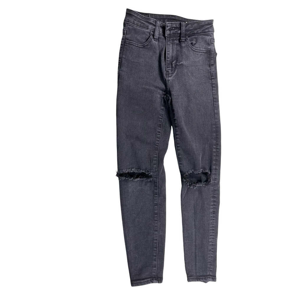 American Eagle Next Level Stretch Black Distressed Skinny Jeans Size 00